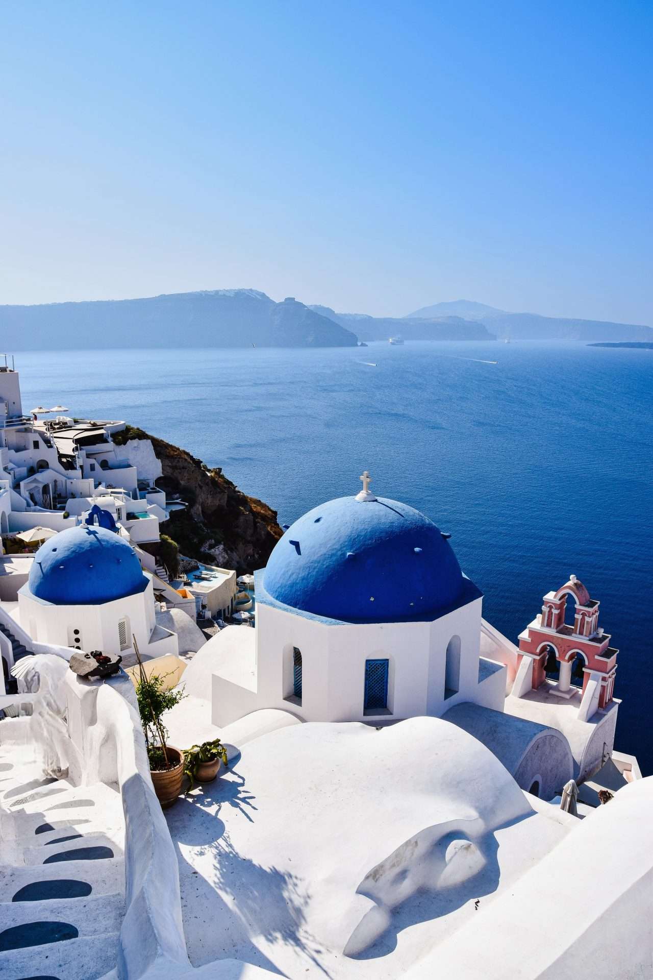 santorini Greece  blue domes