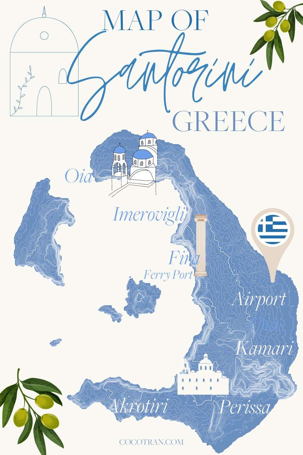 Best place to stay in Santorini Santorini map 