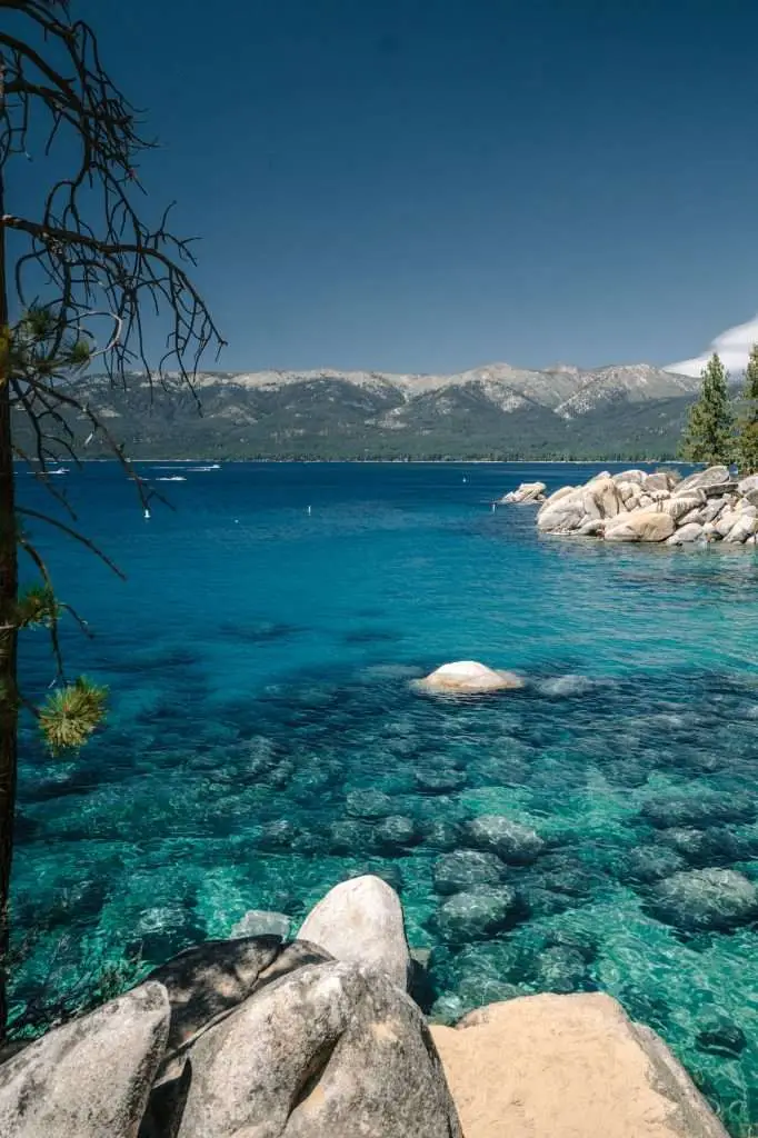 (2026) Lake Tahoe Hotels: The Shortlist Granite boulders in the clear turquoise water at Sand Harbor, Lake Tahoe