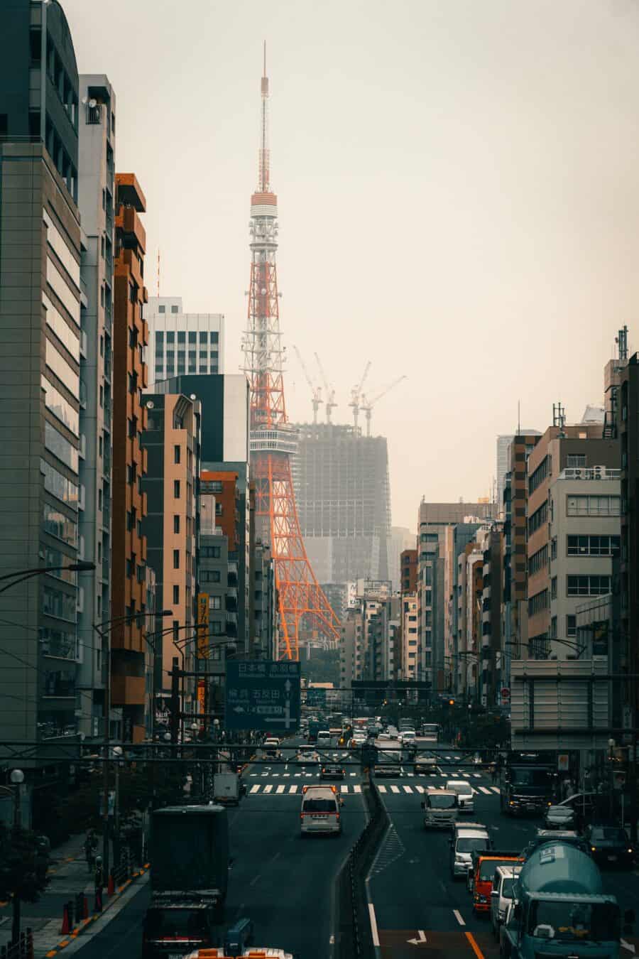 Busy Street Near Tokyo Tower