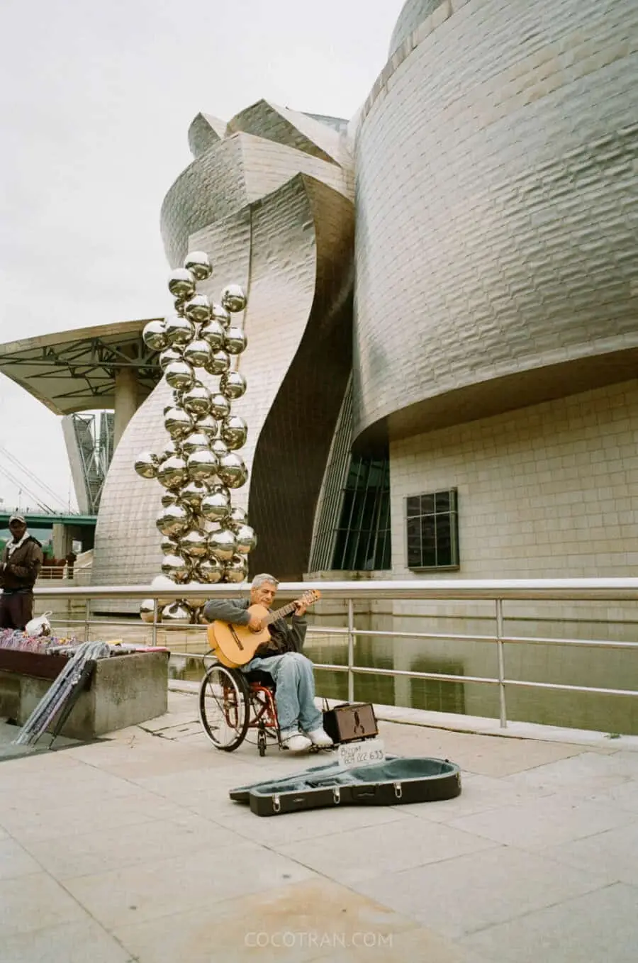 Titanium panels catching the light on the Guggenheim Bilbao